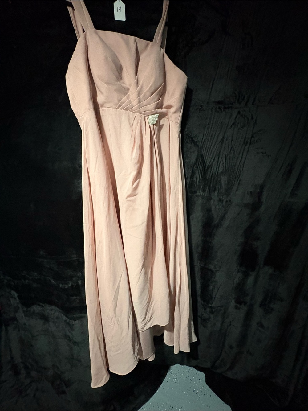 Blush Pink Dress - Elegant Draped Midi with shawl
